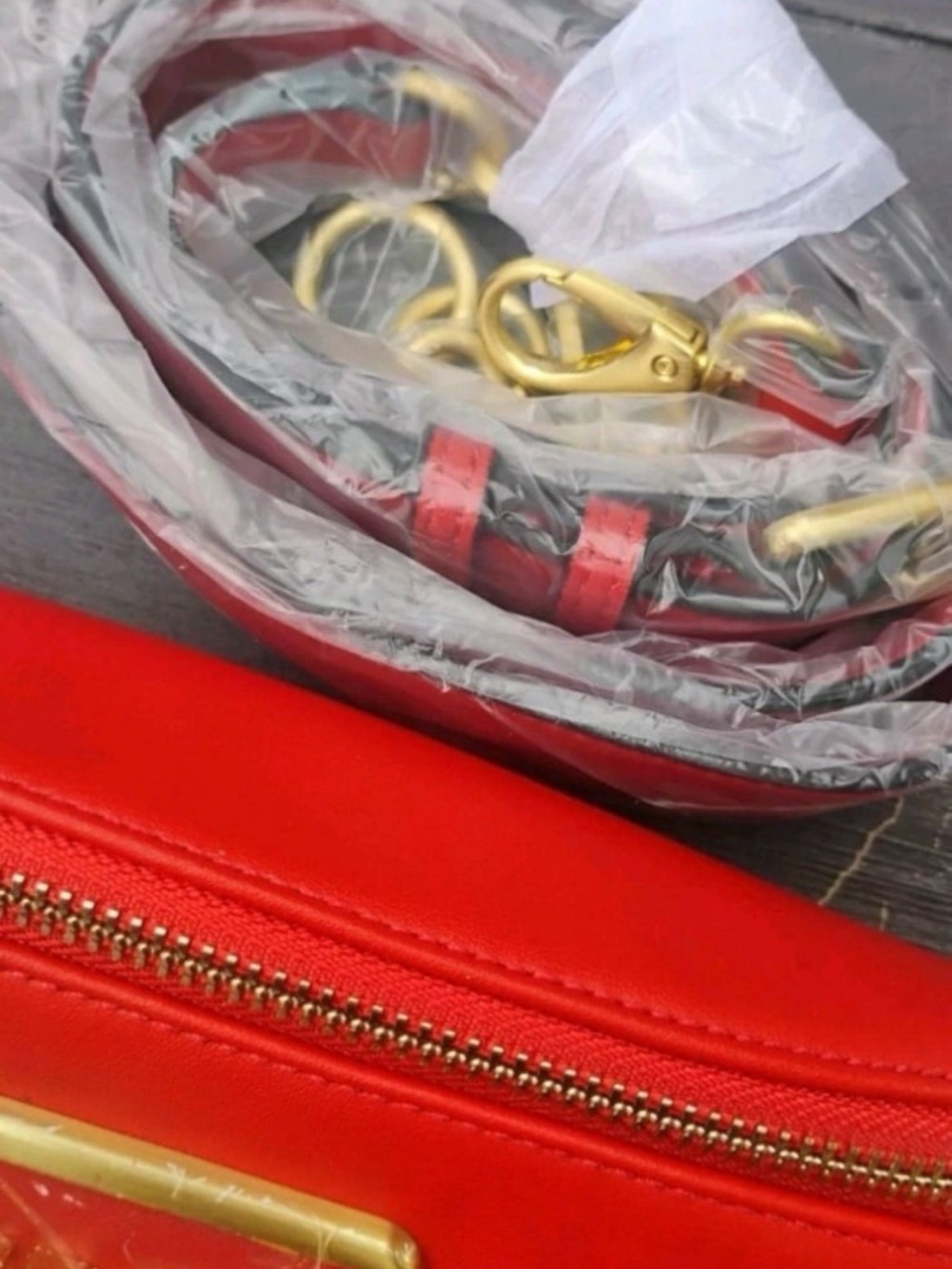 Mario Valentino Princesa Rosso Red Belt Bag Gold Accents - Picture 7 of 8